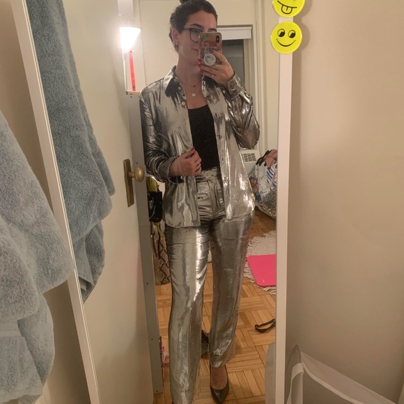 Helmet Lang RARE Velvet Liquid Silver Pants - Picture 7 of 8